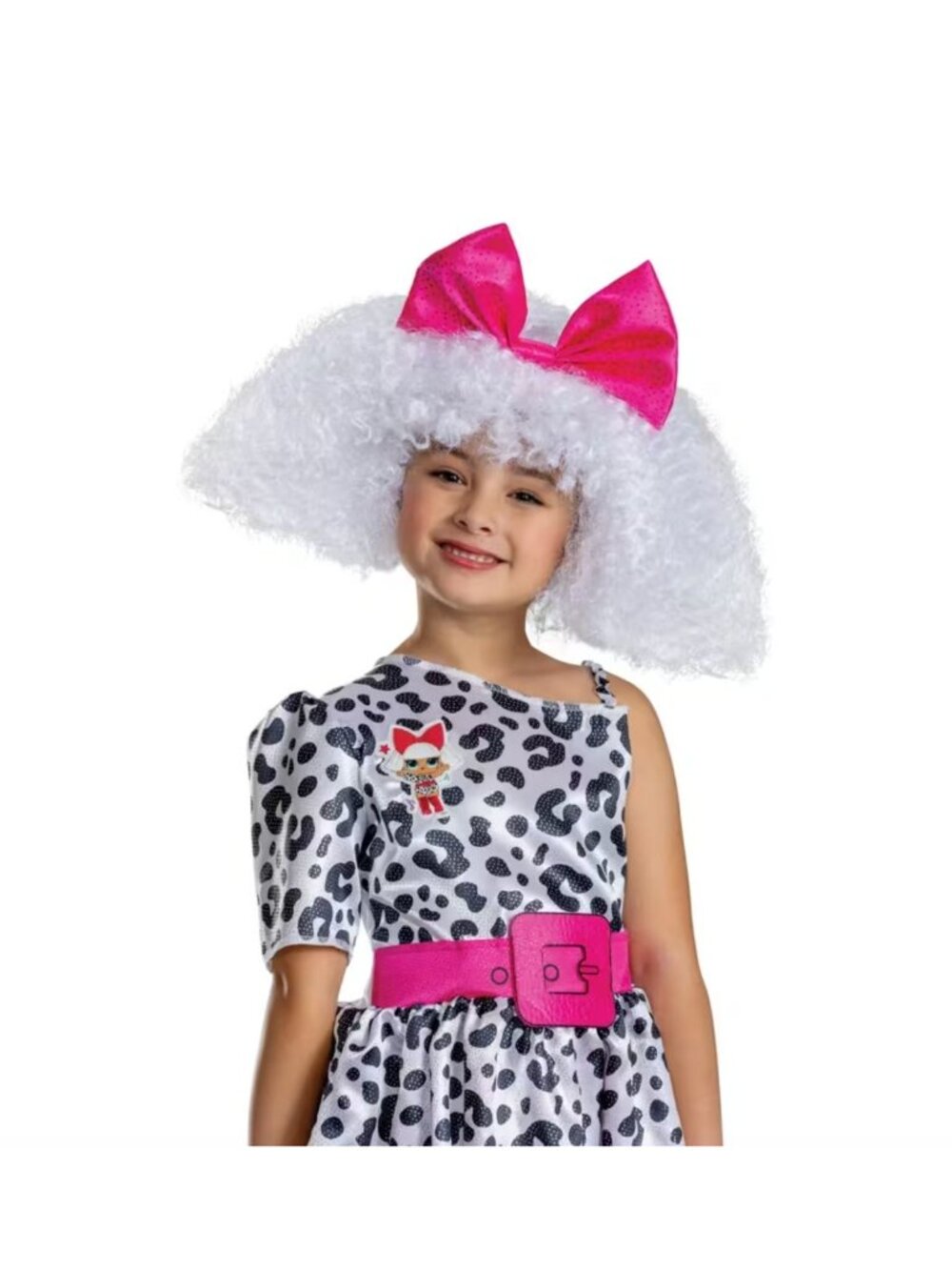 LOL Surprise Diva Adjustable Wig With White Curls & Pink Bow For Girls Ages 4+ C